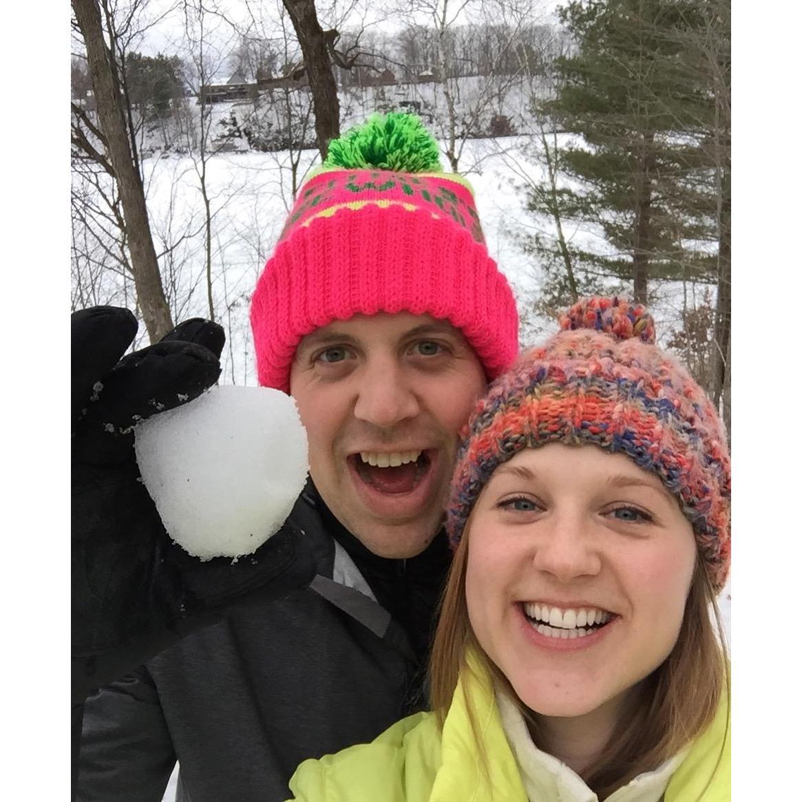 Up north we bundle up and make snow balls. A big thanks to their friends Emily and Sammy for cabin invites!