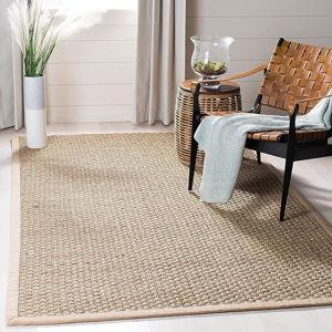 SAFAVIEH Natural Fiber Collection Accent Rug - 3' x 5', Natural & Beige, Border Basketweave Seagrass Design, Easy Care, Ideal for High Traffic Areas in Entryway, Living Room, Bedroom (NF114A)