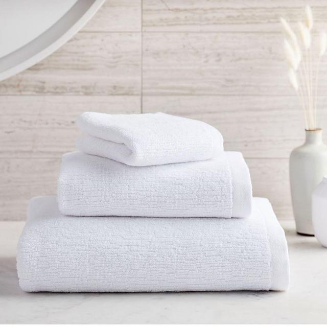 Organic Textured Towel Set, White, Set of 3