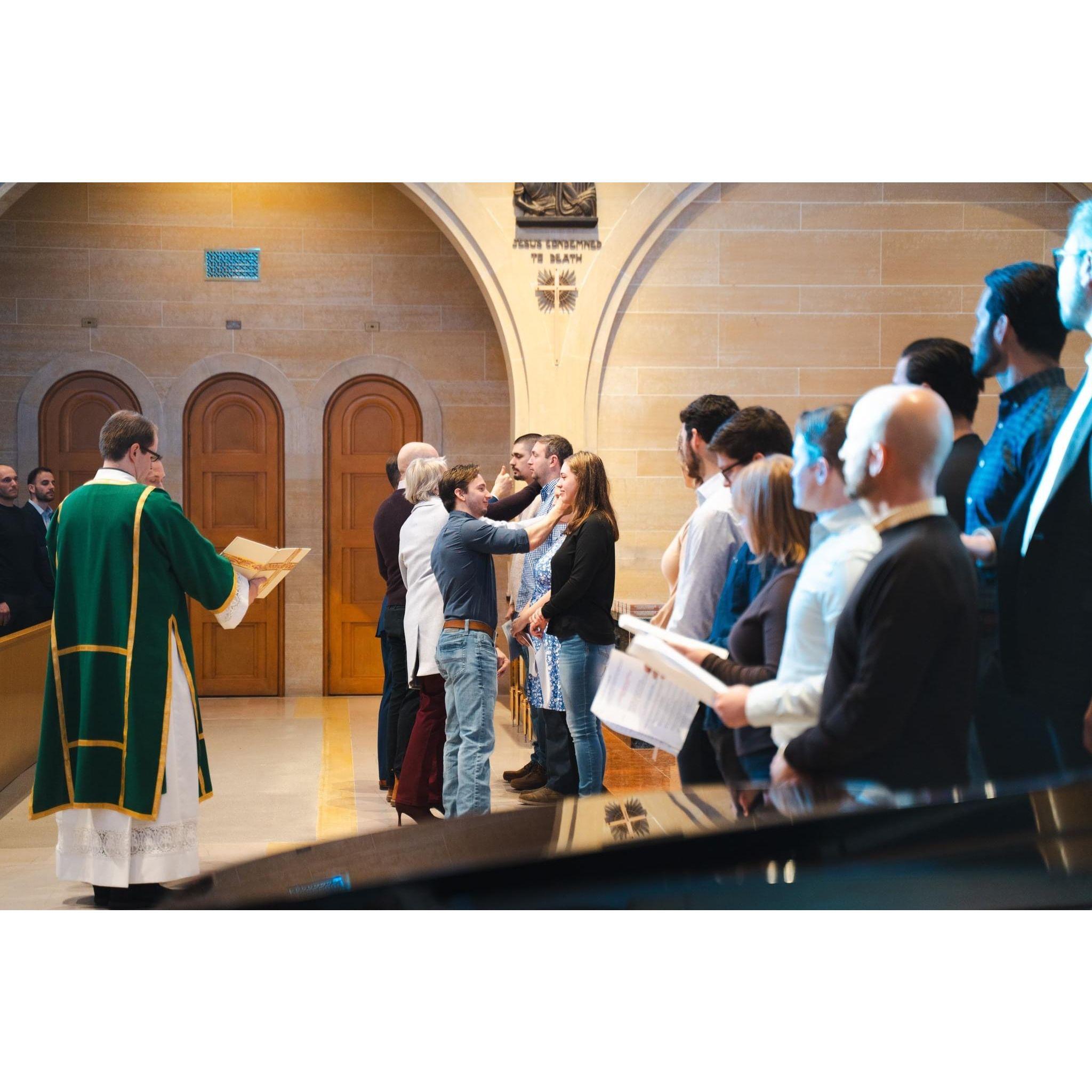 Blaise blessing me on my journey to become Catholic!