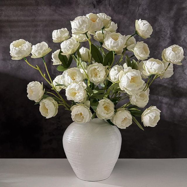 YooChenkin 6 Pack 30" Faux Peonies Artificial Flowers Spray, 42 Silk Peony Heads for Tall Vase Arrangements, Fake White Peony Stems for Wedding Centerpieces Home Table Decor (White)