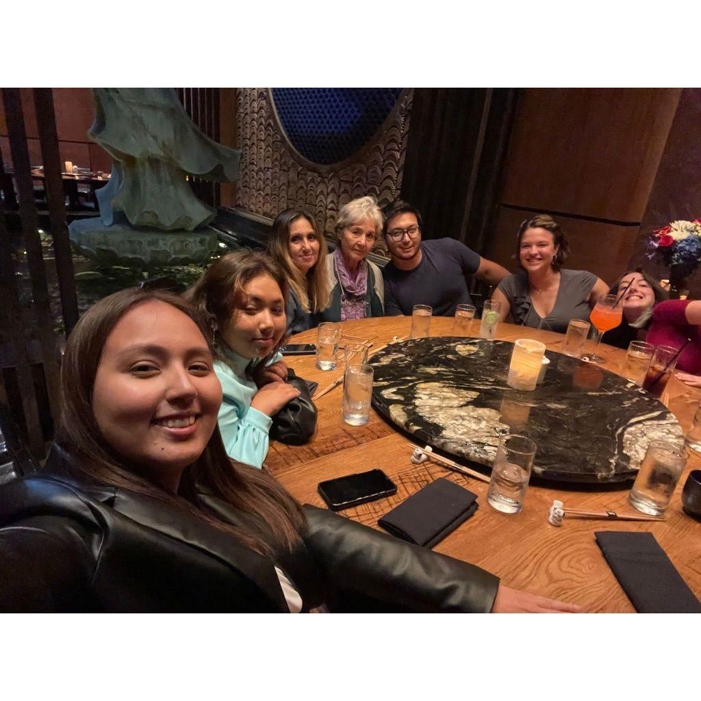 Hannah's 28th birthday dinner (and engagement celebration) with Hannah's and Amal's families at TAO, LA, CA, 2022.