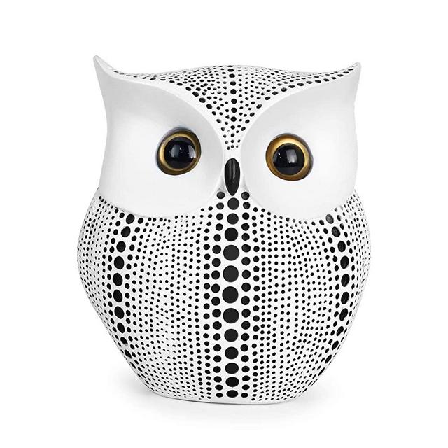 Vilike Owl Decor Statue, Cute Buho Figurines for Crafted Home Decor Accents, Book Shelf Living Room Bedroom Decorations, TV Stand Decor - Animal Sculptures Collection Gifts for Birds Lovers (White)