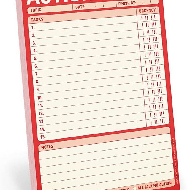 Knock Knock Action Items! Pad, To Do List Note Pad, 6 x 9-inches