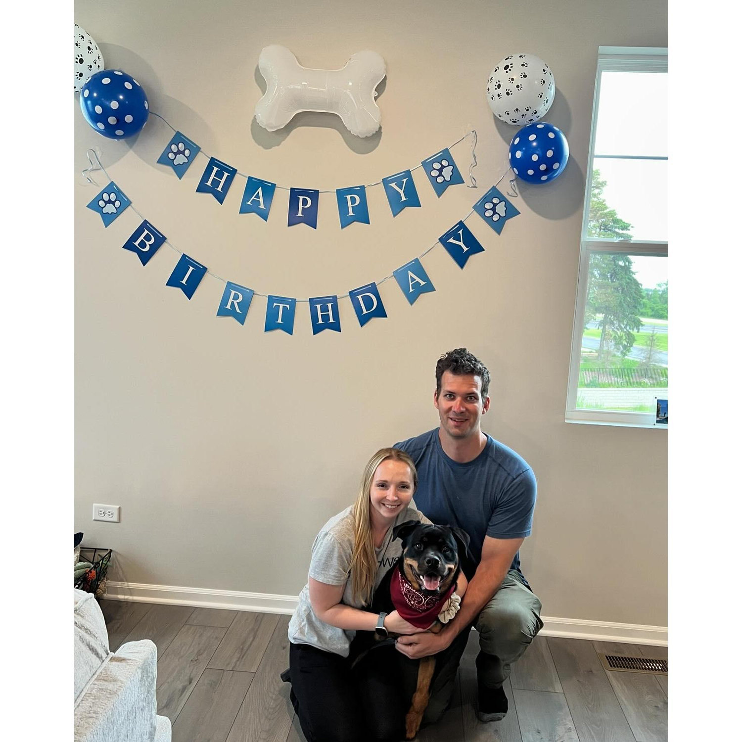 Celebrating their puppy Max's first birthday!