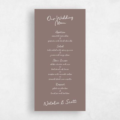 Taupe, Brown Wedding Menu - Morgay
