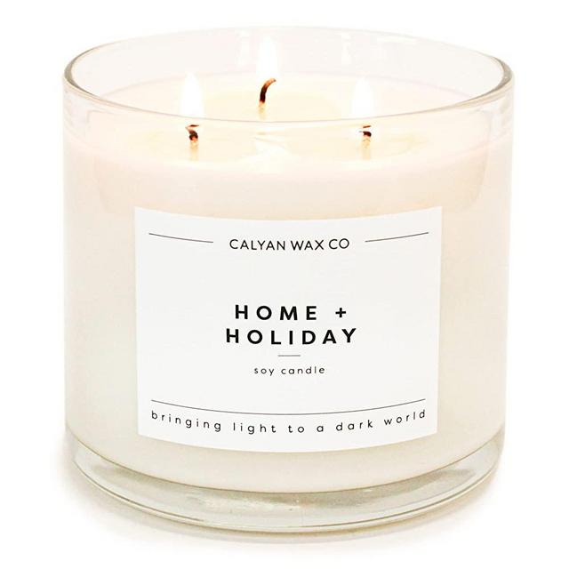 Calyan Wax Soy Wax Candle, Home & Holiday, 3 Wick Scented Candle for The Home | Premium Candle with Essential Oils | 14.9 oz Soy Wax, 43 Hour Burn Time, Large Candle in Glass Jar