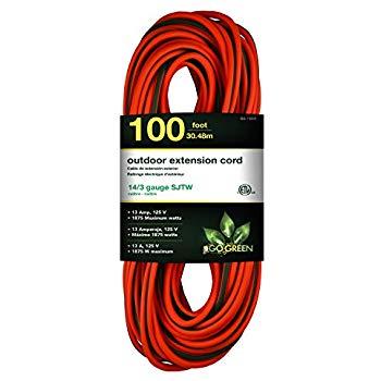 Southwire 25890002 2589SW0002 Outdoor Cord-12/3 American Made SJTW Heavy Duty 3 Prong Extension Cord, Water Resistant Vinyl Jacket, for Commercial Use and Major Appliances, Foot, 100 Feet, Yellow