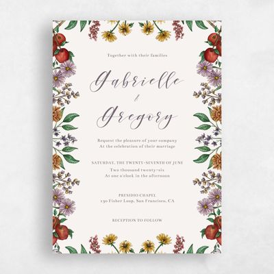 Light Oatmeal, Beige Wedding Invitation - Mirasol Portrait