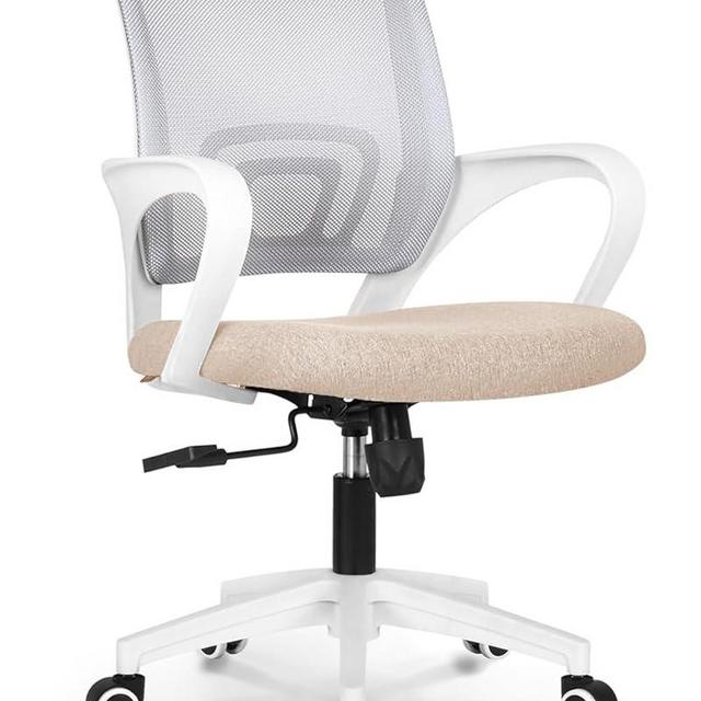NEO CHAIR Office Chair Computer Desk Chair Gaming - Ergonomic Mid Back Cushion Lumbar Support with Wheels Comfortable Mesh Racing Seat Adjustable Swivel Rolling Home Executive (Beige)