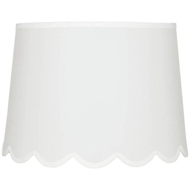 Springcrest Collection Hardback Scallop Empire Lamp Shade White Medium 13" Top x 15" Bottom x 11" High Spider with Replacement Harp and Finial Fitting