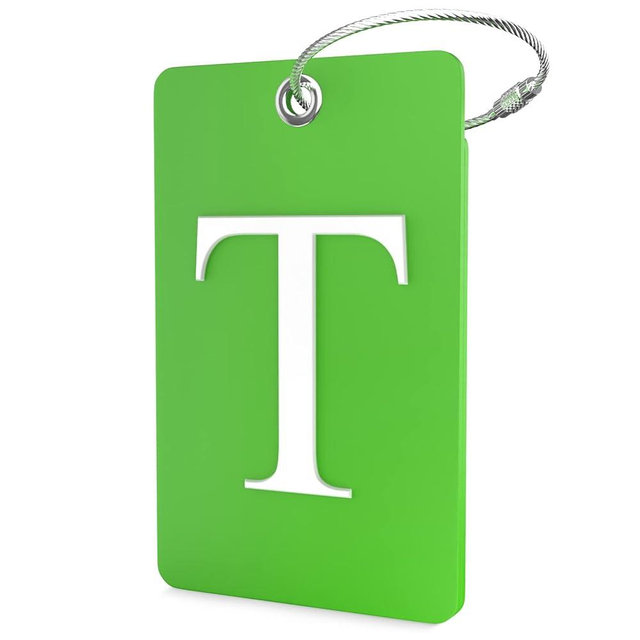 Luggage Tag Initial – Fully Bendable Tag w/Stainless Steel Loop (Letter T)