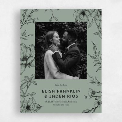 Green Fall Wedding Save the Date - Birkenfeld Photo