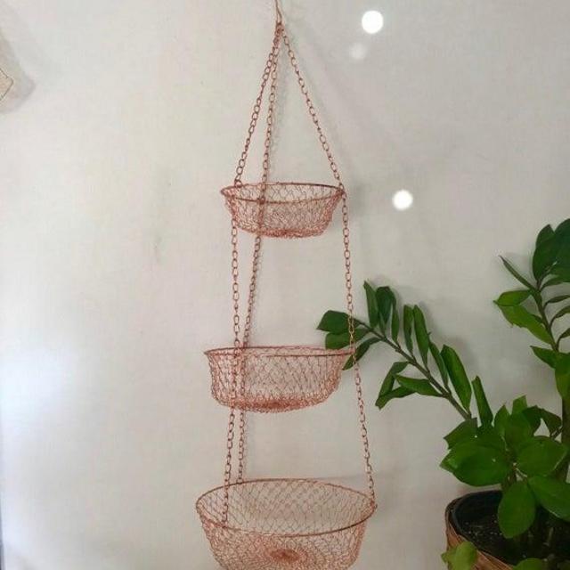 Vintage 3 Tiered Copper Plated Hanging/Fruit Basket