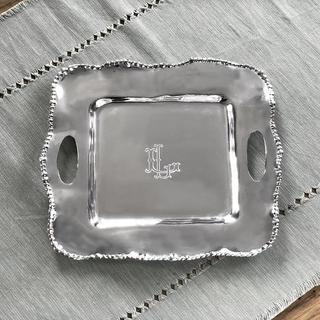 Personalized Organic Pearl Kristi Square Handled Tray