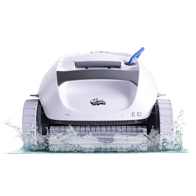 Dolphin E10 Automatic Robotic Pool Vacuum Cleaner, Active Scrubber Brush, Top Load Filters Access
