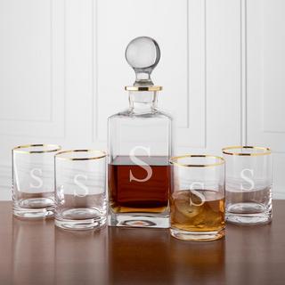 Personalized 5-Piece Glass Decanter Set