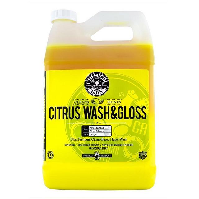 Chemical Guys CWS_301 Citrus Wash & Gloss Foaming Car Wash Soap (Works with Foam Cannons, Foam Guns or Bucket Washes) Safe for Cars, Trucks, Motorcycles, RVs & More, 128 fl oz (1 Gallon) Citrus Scent