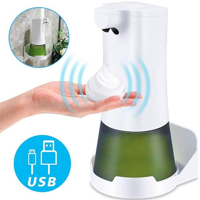CAVN Automatic Soap Dispenser, Touchless 350ml Foaming Soap Dispenser, Stand & Wall Mount, USB Rechargeable Infrared Motion Sensor Soap Dispenser for Kitchen, Bathroom, Office & Hotel