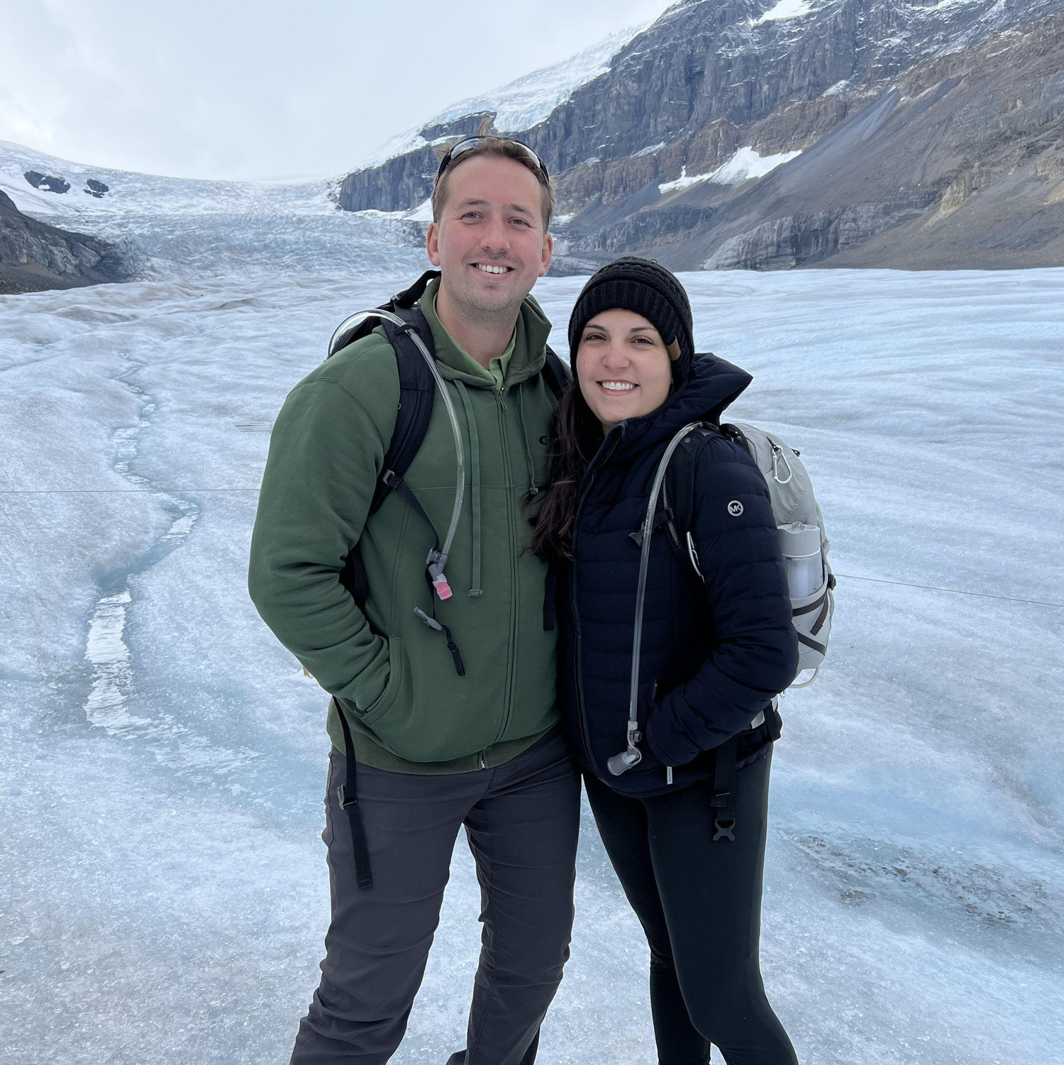 Walking on a glacier just a few hours before we got engaged!