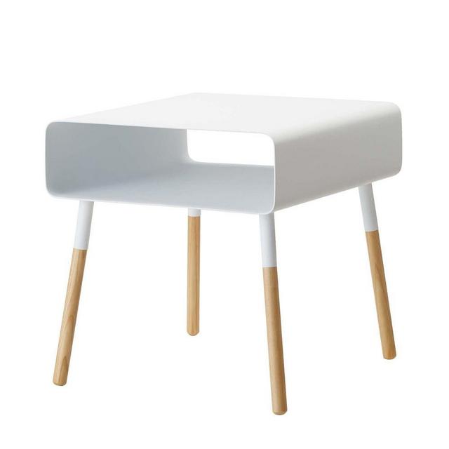 Yamazaki Plain Side Table With Storage Shelf, White