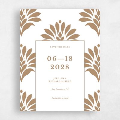 Metallic Bronze, Brown Wedding Save the Date - Mantova Frame Letterpress