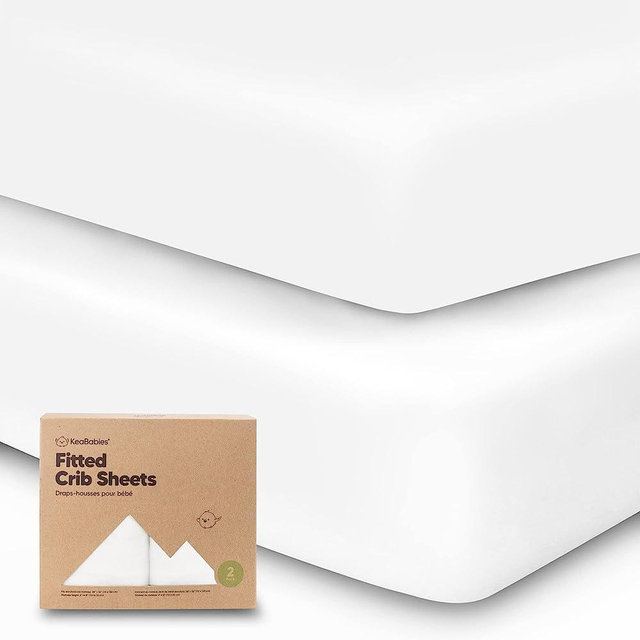 2-Pack Organic Boys, Girls - Jersey Fitted Baby Crib Sheets Neutral, Crib Mattress Sheet, Cotton, Soft Baby Sheets, Unisex Crib Fitted Sheet (Soft White)