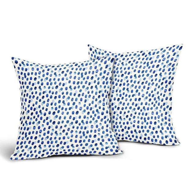 White and Blue Polka Dot Pillow Covers 20x20 Inch Watercolor Blue Polka Dot Throw Pillows Case Boho Square Linen Modern Decor Cushion Cover for Patio Furniture Bedroom Home Sofa Outdoor 2 Packs
