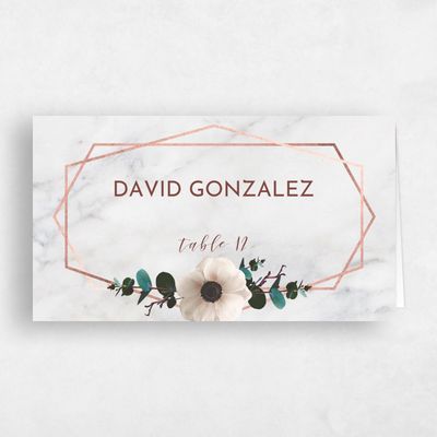Burgundy, Red Wedding Place Card - Camellia