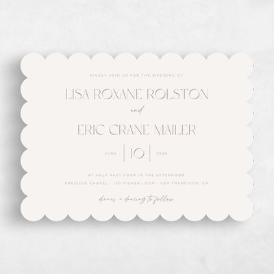 Beige Scalloped Wedding Invitation - Papyrus Landscape