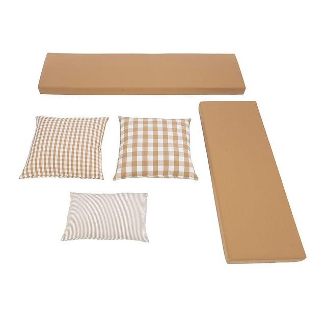 Linon Beige 2 Piece Cushion Set with 3 Coordinating Accent Pillows Fits Harris Nook Collection 5 Count