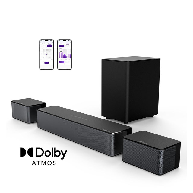 ULTIMEA Poseidon M4T 5.1ch Dolby Atmos Sound Bar for TV, Wireless Subwoofer, Surround Adjustable, 450W