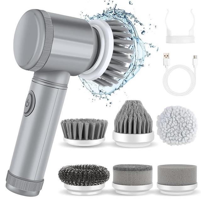 LEKISHE Electric Spin Scrubber, Electric Cleaning Brush Cordless Power Scrubber with 6 Replaceable Brush Heads Handheld Power Shower Scrubber for Bathtub, Floor, Wall, Tile, Toilet