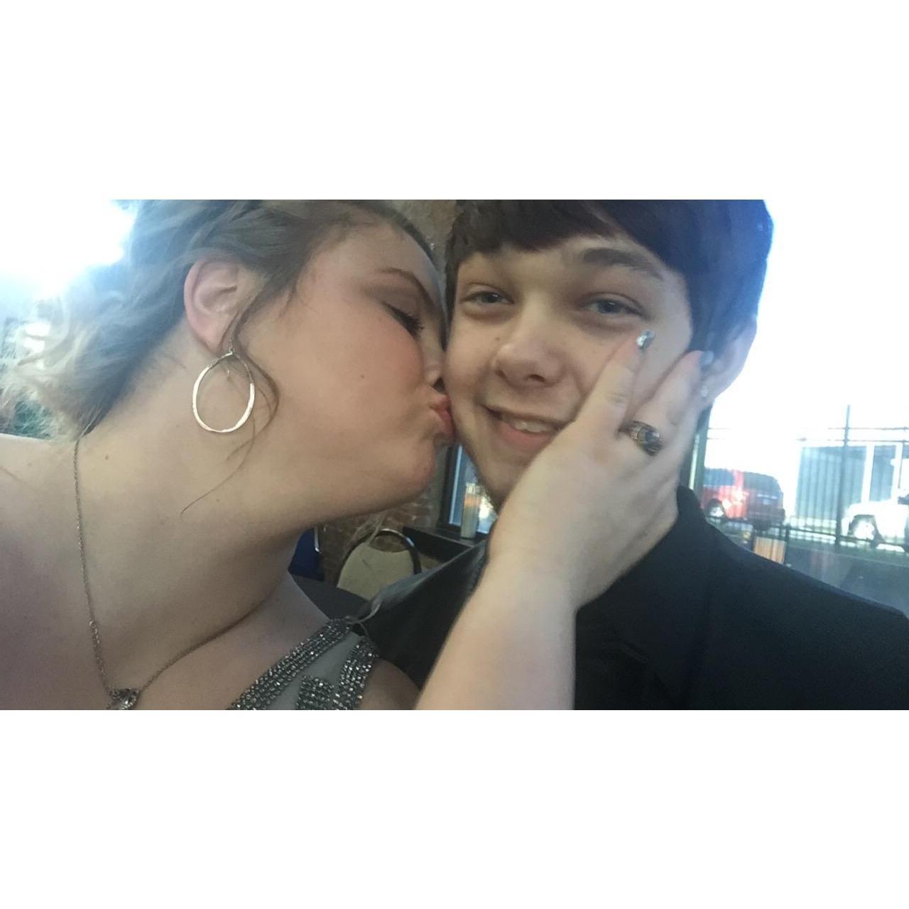 A little kiss on the cheek.