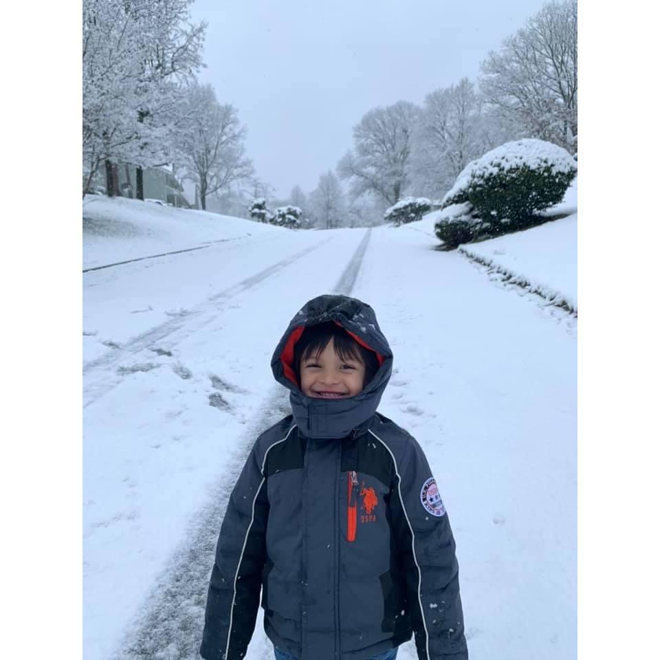 Enjoying the beautiful snowfall in our neighborhood. Feb 2020