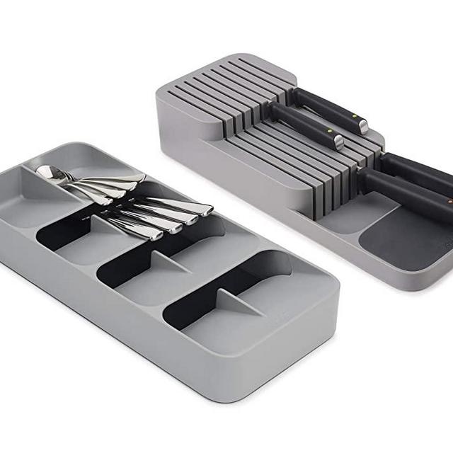 Joseph Joseph 85188 Dream Drawers Drawerstore Compact Cutlery & Knife Organiser Set of 2, Grey, Large