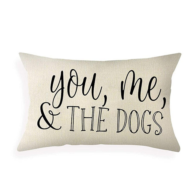 Ogiselestyle Farmhouse Pillow Covers with You Me and The Dogs Quote 12 x 20 Inch Lumbar Pillow Covers Home Decorative Cotton Linen Cushion Case for Sofa Couch Dog Lover Gifts Family Room Décor
