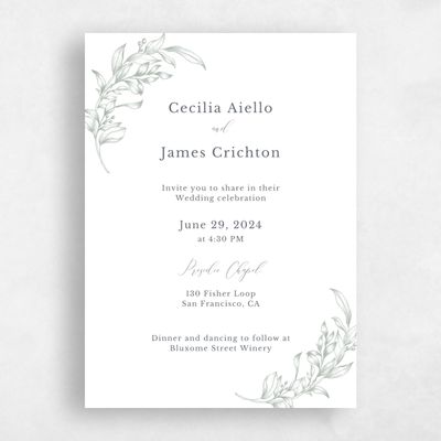 Sage, Green Wedding Invitation - Merriott Portrait
