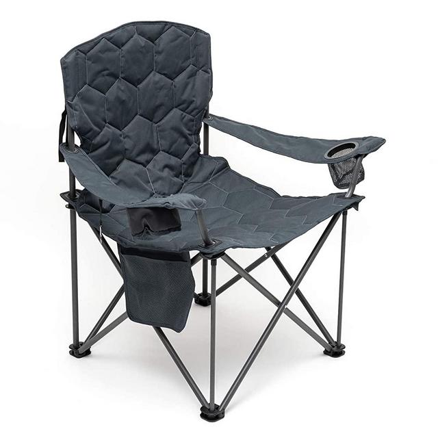 Sunnyfeel XL Oversized Camping Chair, Heavy Duty, Supports 500 LBS, Padded, Portable Folding Chair with Armrest Cup Holder & Side Pocket for Beach/Outdoor/Travel/Picnic, Storage Camp Chairs (Grey)