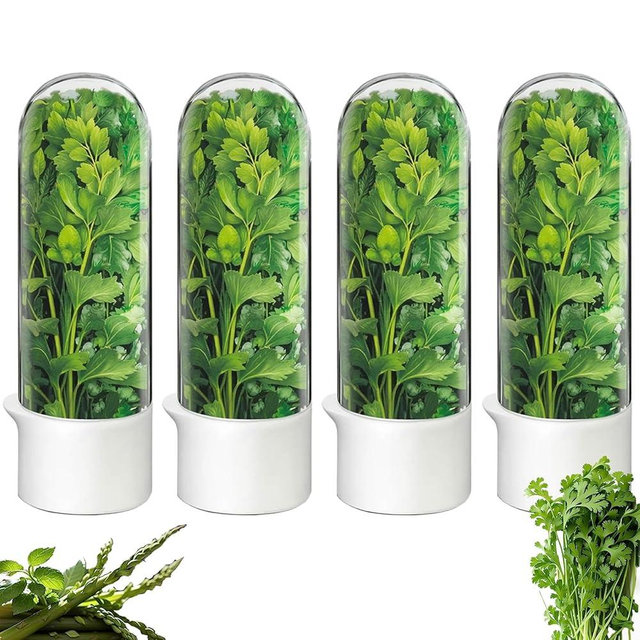 Rkssws Herb Saver for Refrigerator, Fresh Herbs Lettuce Keeper for Refrigerator, Cilantro Container for Fridge Fres Parsley Mint Leaves Fresh Herb Keeper, Refrigerato Storage for Fresh for 2-3 Weeks