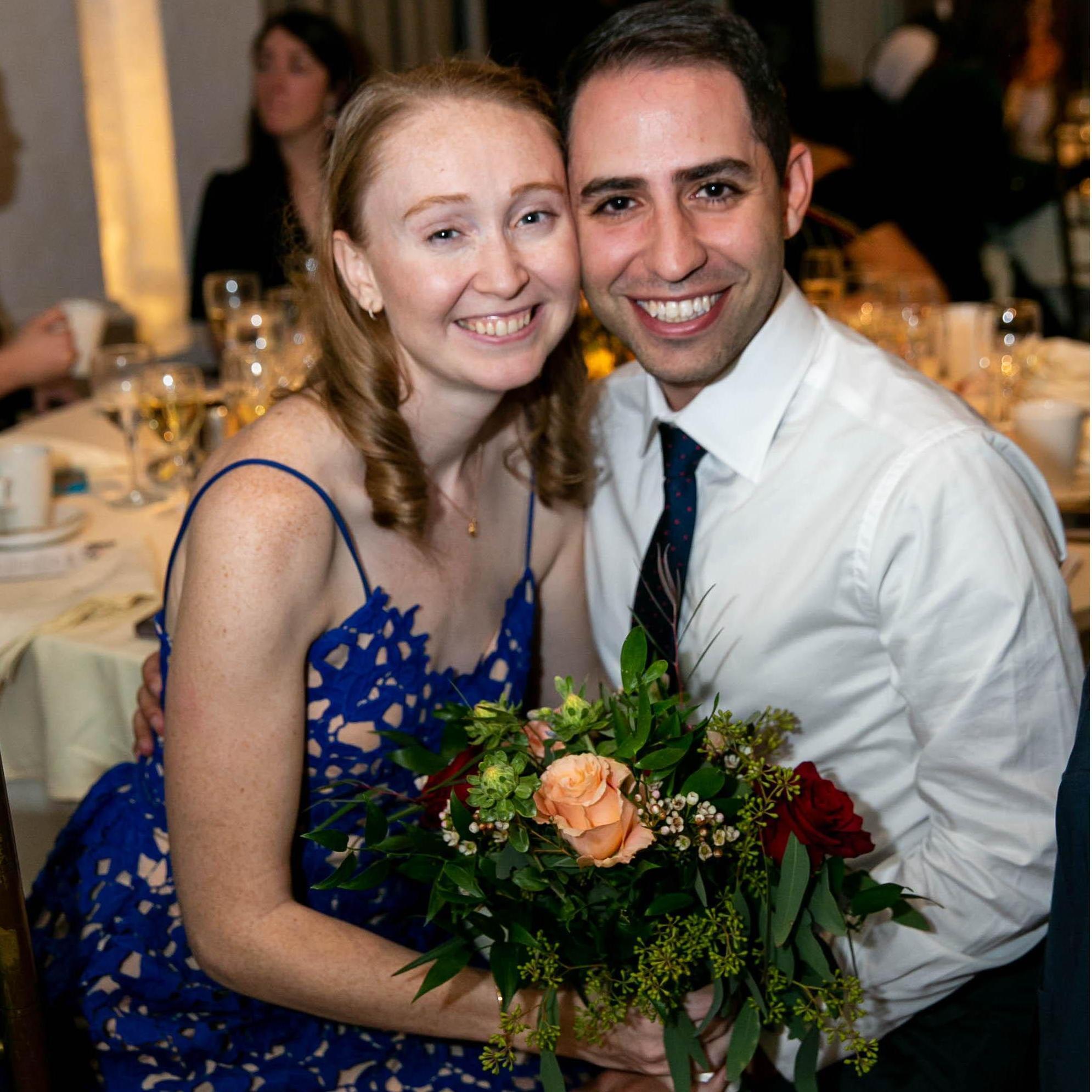Catching the bouquet at a friend's wedding!