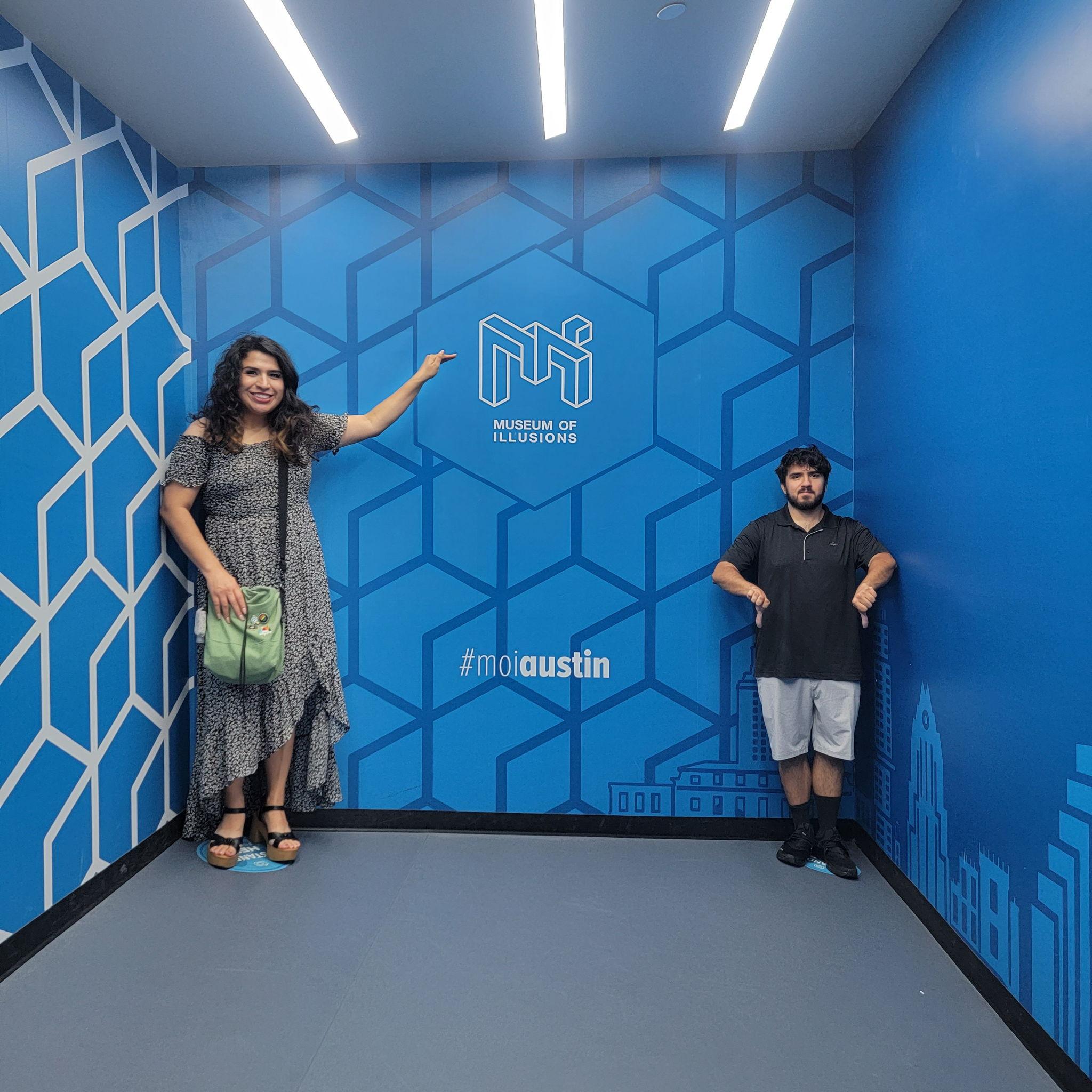 We were having fun in an illusion museum