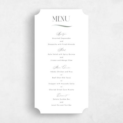 Green Ticket Wedding Menu - Brienno