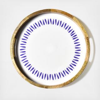 Iris Blue Drop Round Handled Tray