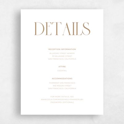 Metallic Bronze, Brown Wedding Enclosure - Amberley Letterpress