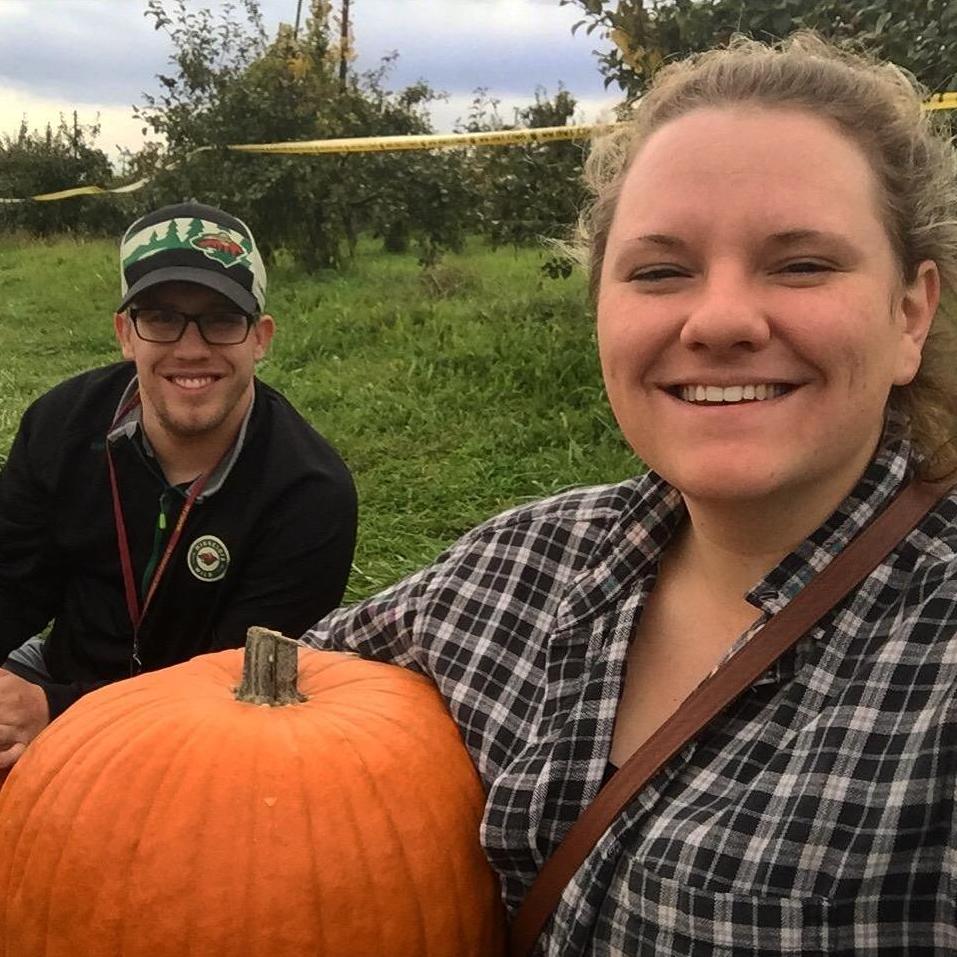 We went to pick out pumpkins on a different day from picking apples? Ryan missed no Vikings game for the taking of this picture - October 2016