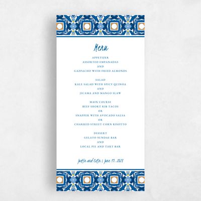 Orange Destination Wedding Menu - Tamarine