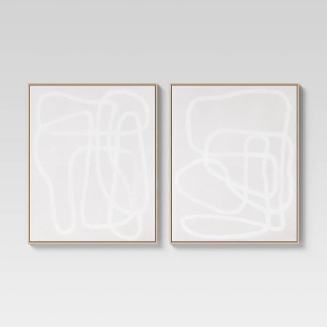 (Set of 2) 24" x 30" Line Drawing Wall Canvases Gray/White - Threshold™