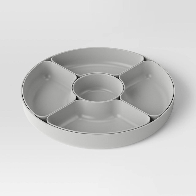 5-Section Serving Platter Set Light Gray - Room Essentials™: BPA-Free, Recycled Plastic, Microwave & Dishwasher Safe