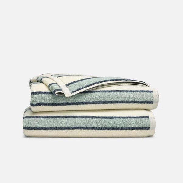 Brooklinen Super-Plush Turkish Cotton Bath Towels, Striped Silver Sage
